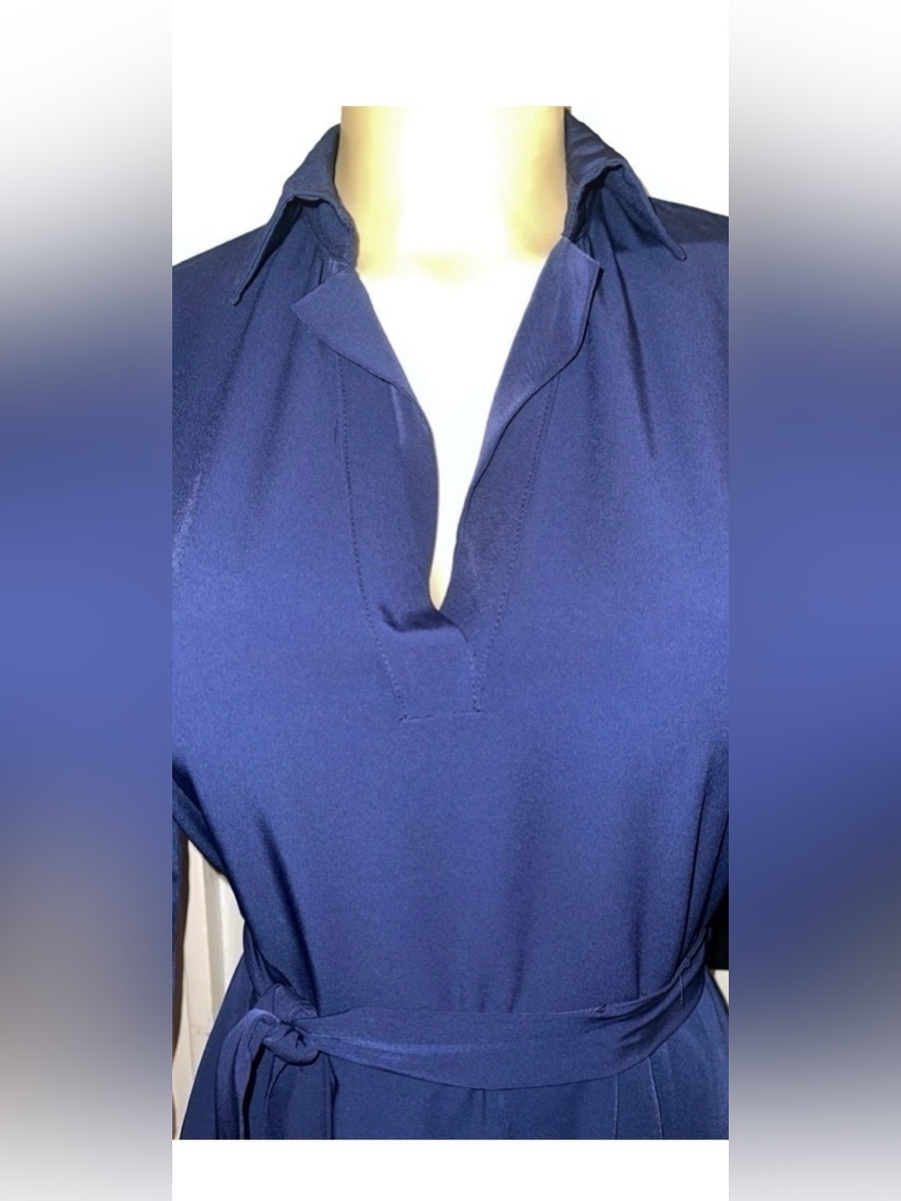 Spense Navy Blue Belted Shirt Dress Size Small NWT Career Work Dress - Picture 4 of 12